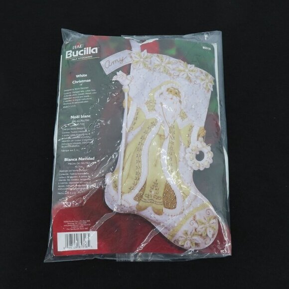 Bucilla White Christmas Santa Claus 85318  Felt Stocking STARTED Craft Kit 2006 - Picture 9 of 11